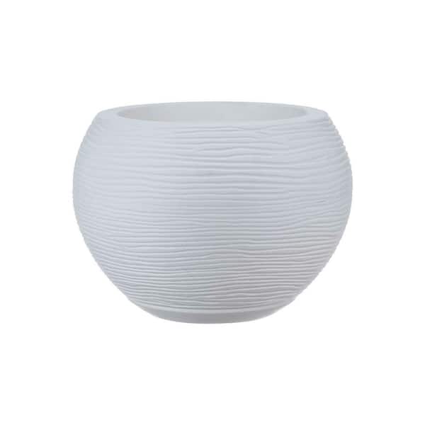 FLORIDIS Florence Small White Plastic Resin Indoor and Outdoor Planter Bowl