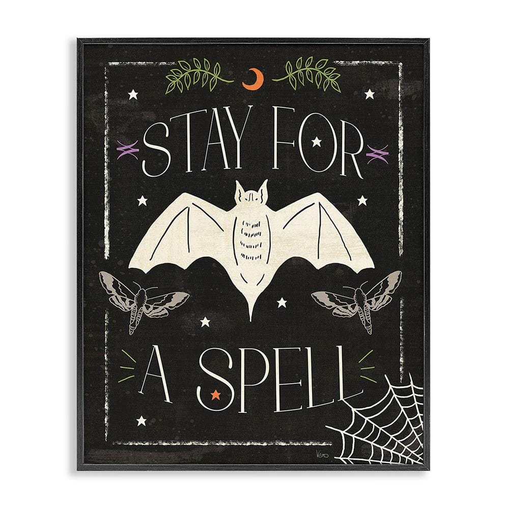 Stay For A Spell Phrase by Veronique Charron 1 Piece Framed Graphic Print Typography Poster Art Print 30 in. x 24 in. price history on PriceWatchPro