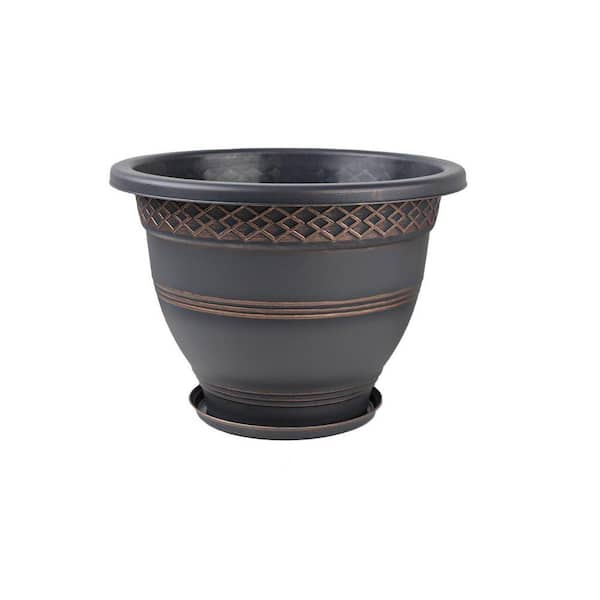 MOEPISY 4 Pack 16 Inch Plastic Flower Pot with Drainage Holes & Saucer  0DQV7YZC8 - The Home Depot