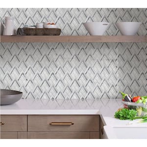Gray and White 8.70 in. x 9.90 in. Pike Peak Polished Marble Mosaic Tile (2.99 sq. ft./Case)
