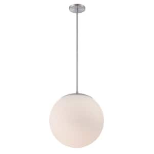 Niveous 13 in. 120-Watt Equivalent Integrated LED Brushed Nickel Pendant with Glass Shade