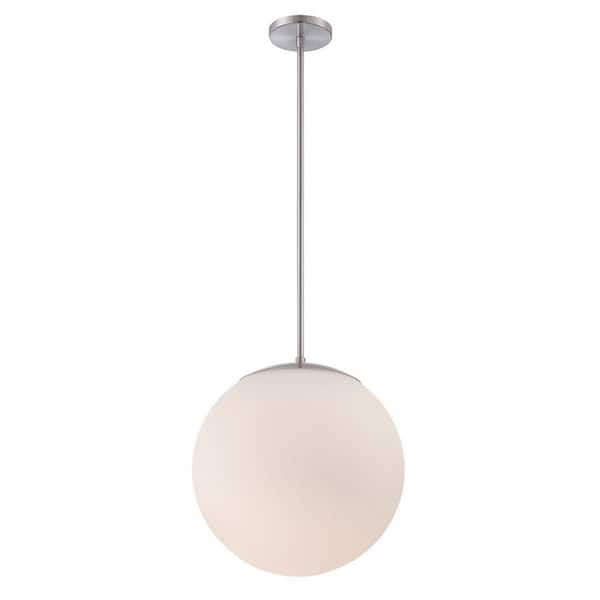 WAC Lighting Niveous 13 in. 120-Watt Equivalent Integrated LED Brushed Nickel Pendant with Glass Shade