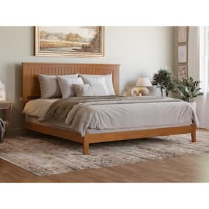 Nantucket Light Toffee Natural Bronze Solid Wood Frame King Foundation Panel Bed