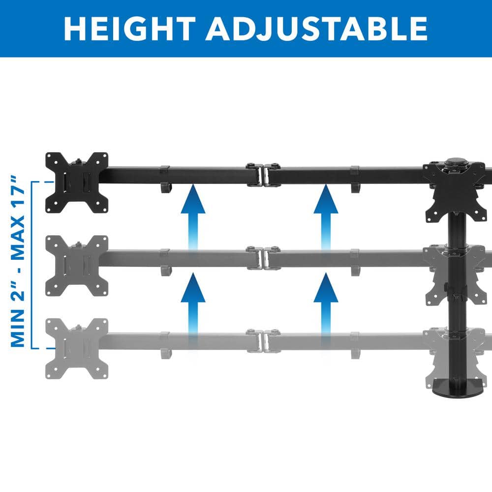 Black Heavy Duty Steel Full Motion Triple Monitor Desk Mount