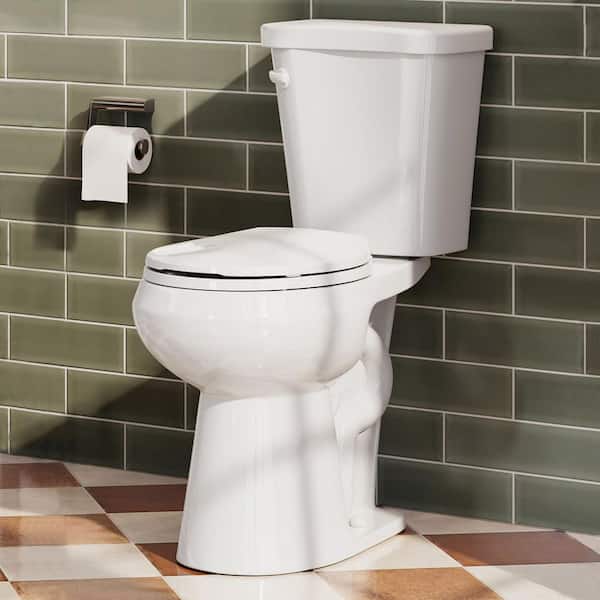 10 in. Rough In 2-Piece 1.28 GPF Single Flush Round Chair Height Toilet in White, 1000g MAP Score, Soft-Close Seat