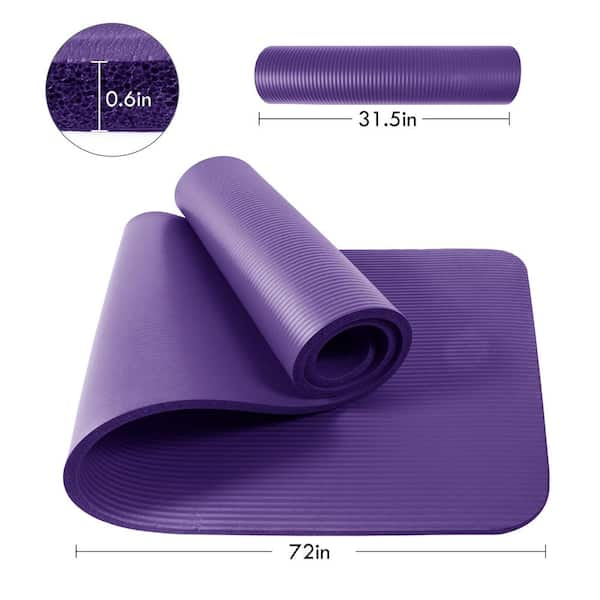 Pro Space Purple High Density Yoga Mat 72 in. L x 31.5 in. W x 0.6 in. T  Pilates Gym Flooring Mat Non Slip (15.75 sq. ft.) NYM7231506PU - The Home  Depot