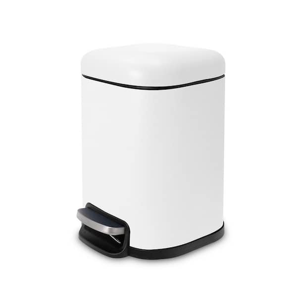 Square 6 L/1.6 Gal. Pedal Trash Bin with Soft Close Lid in Matte White