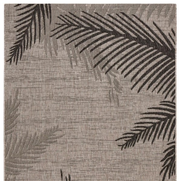 Black, Taupe 3 ft. x 5 ft. Loomed Floral Polypropylene Rectangle Indoor/Outdoor Area Rug