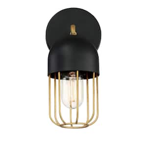 Palmerston 4.75 in. Black Sconce with Gold Shade
