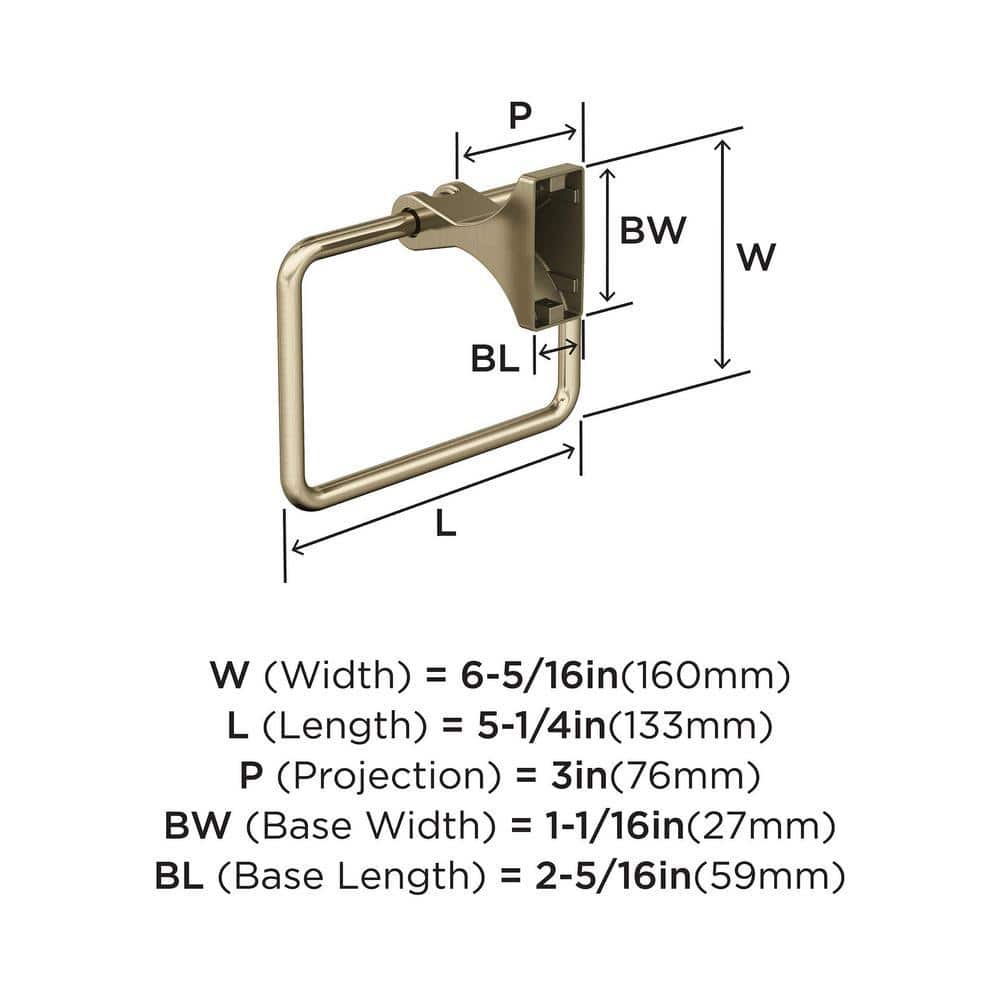 Golden Champagne Wall Mounted Towel Ring with Elegant Design
