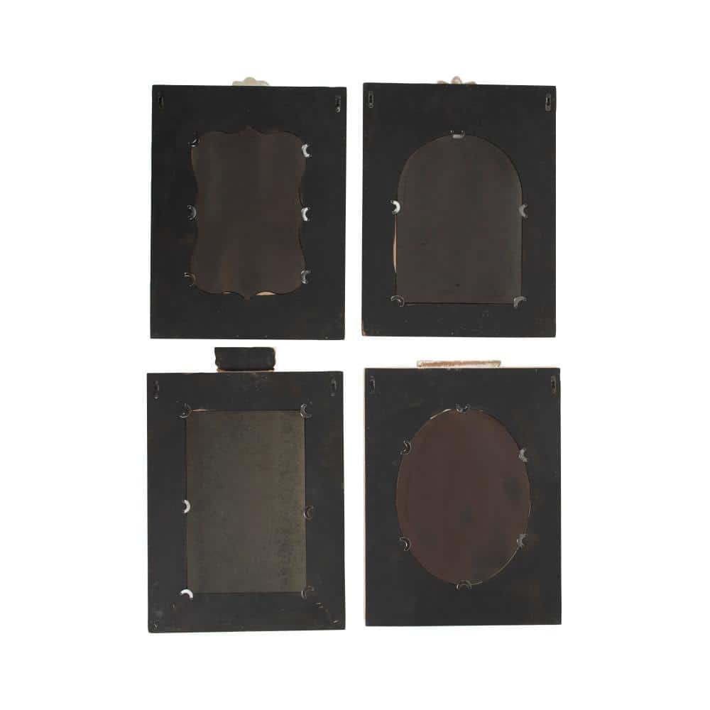 Vintage Acanthus Carved Wood Wall Mirror Set - Brown, 4 Pieces