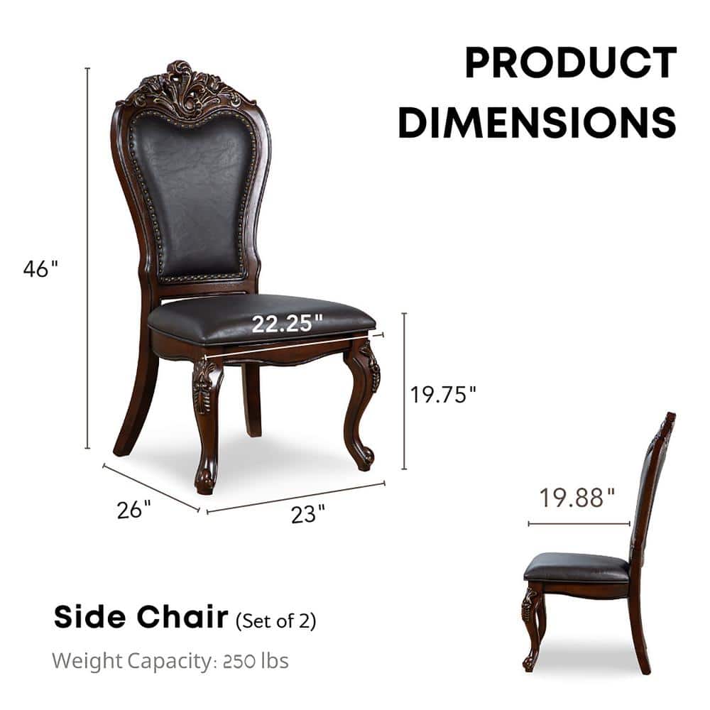 High Back Cherry Faux Leather Upholstered Side Chair