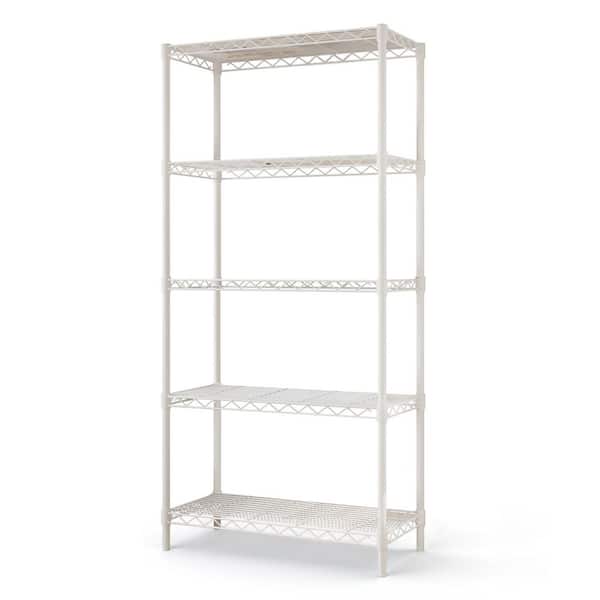 Karl home 5 Tiers Steel Adjustable Garage Storage Shelving Unit in White (29.1 in. W x 59 in. H x 13.4 in. D)