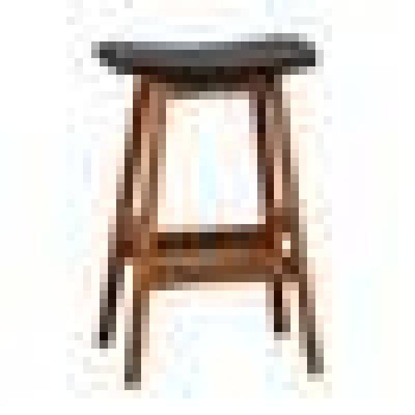 Black Leather Saddle-Style Wood Counter Stool, Set of 2