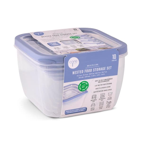 10pc Square Food Storage Set-11. 2oz/21. 3oz/38. 9oz/60. 9oz/94. 7oz-Rain Melody