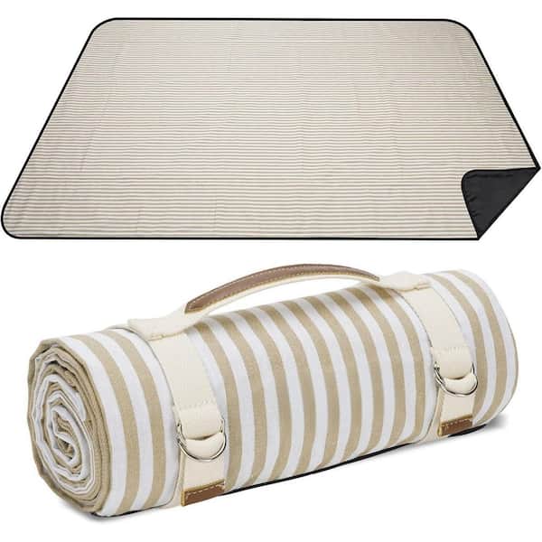 Waterproof Picnic Blanket Portable with Carry Strap for Beach Mat or Family Outdoor Camping Party (Sand Yellow)