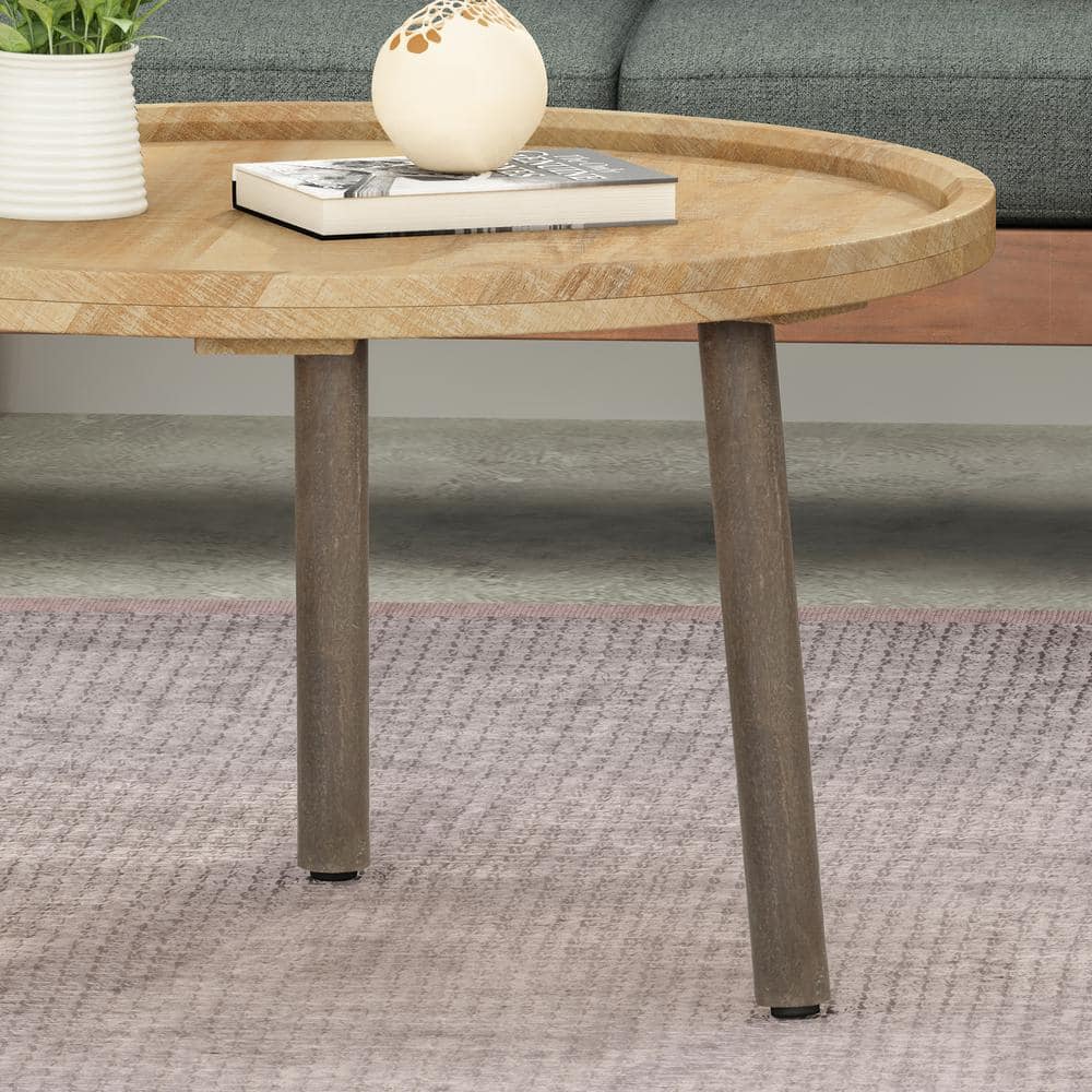 Camry Round Mango Wood Coffee Table with Dark Legs