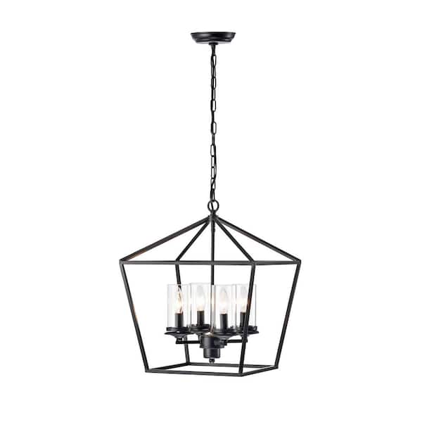 DESwan 4-Light Black Chandelier