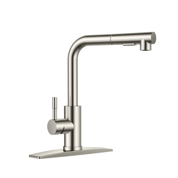 androme Single Handle Pull Down Sprayer Kitchen Faucet with Pull Out Spray Wand in Brushed Nickel