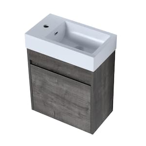 18.1 in. W x 10.2 in. D x 22.8 in. H Bath Vanity in Plaid Grey Oak with White Resin Top