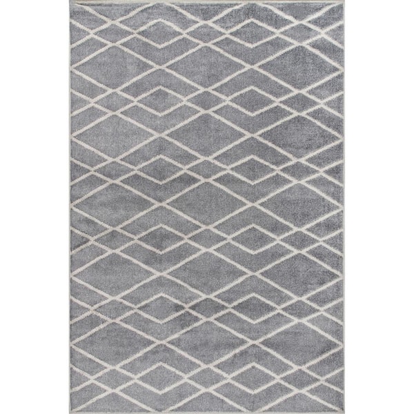 nuLOOM Hollie Diamond Trellis Gray 9 ft. x 12 ft. Transitional Area Rug