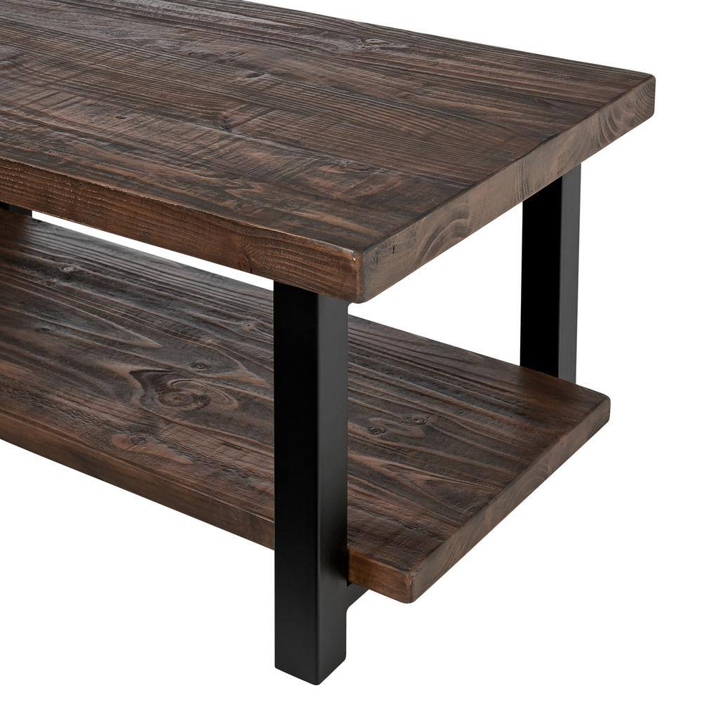 Pomona 42" Rustic Natural Wood and Metal Coffee Table