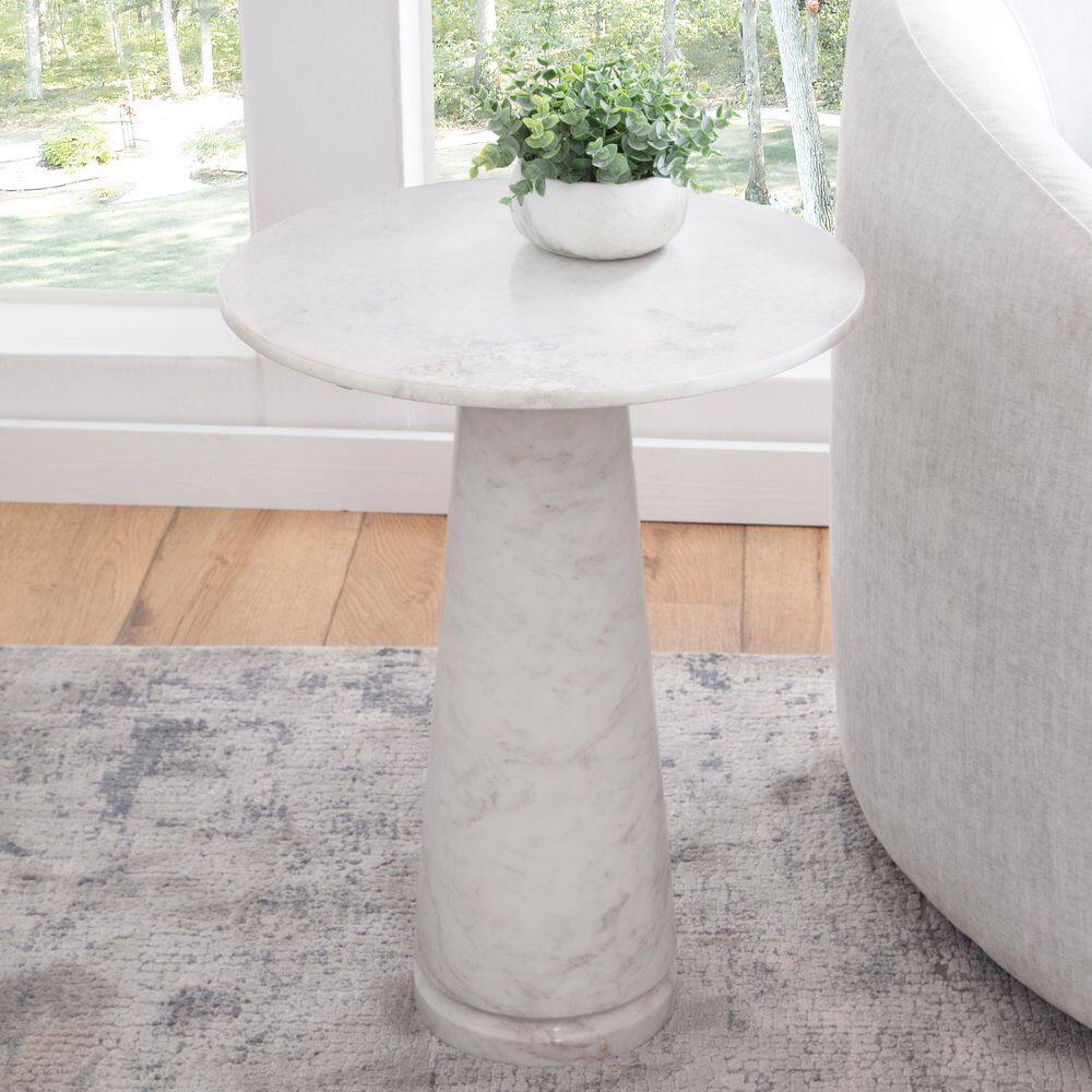 Joni 18 in. White Round Marble End Table - thumbnail 5