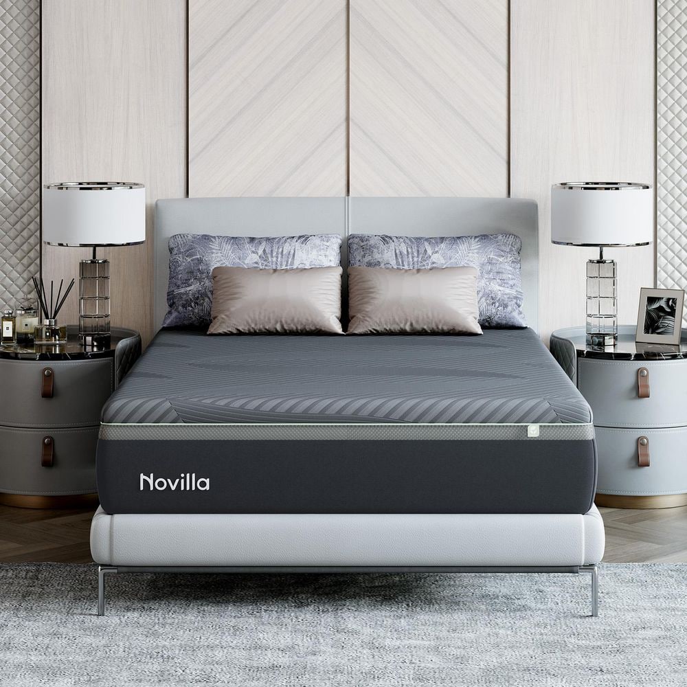 Novilla AiryFlow Queen Medium Gel Memory Foam 14 In. Bed-in-a-Box Mattress, Cooling Comfort & Pressure Relief for Cooler Sleep