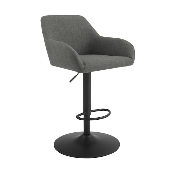 Linon Home Decor Minot Gray Fabric 24 75 In H Adjustable Bar Stool   Gray Fabric Linon Home Decor Bar Stools Hd221964 64 600 