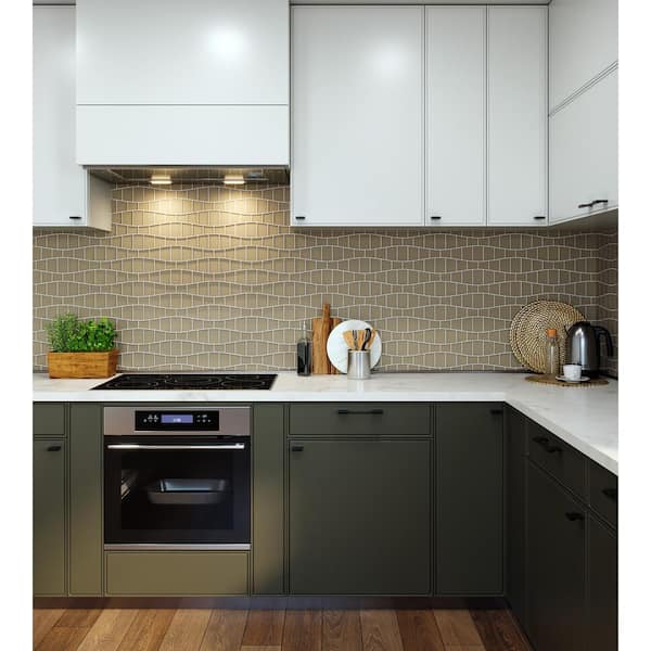 Ripple Mojave Matte 4 in. x 6 in. Geometric Glass Mosaic Tile Sample (.96 sq.ft./each)