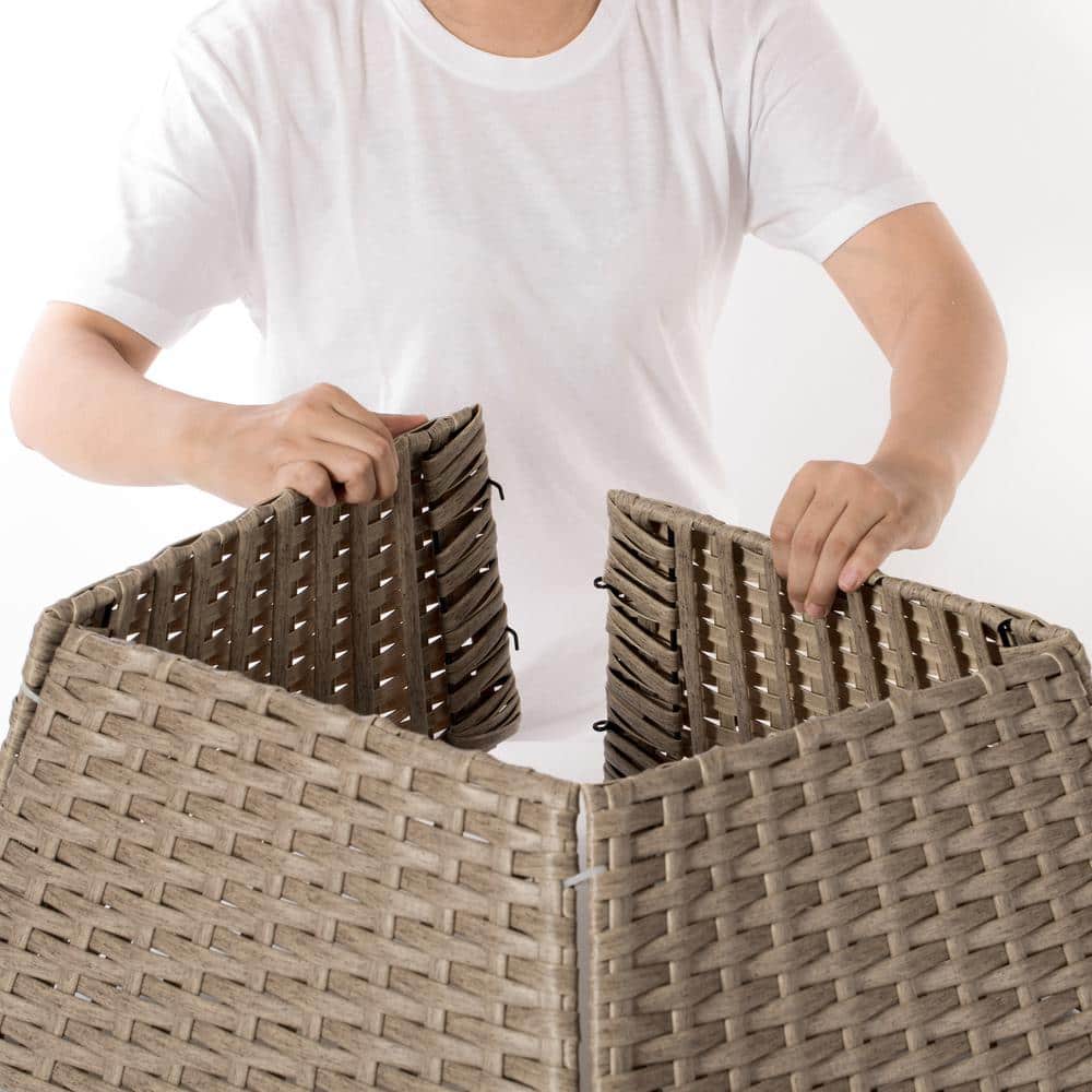 Gray Foldable Rattan Christmas Tree Skirt Collar Basket