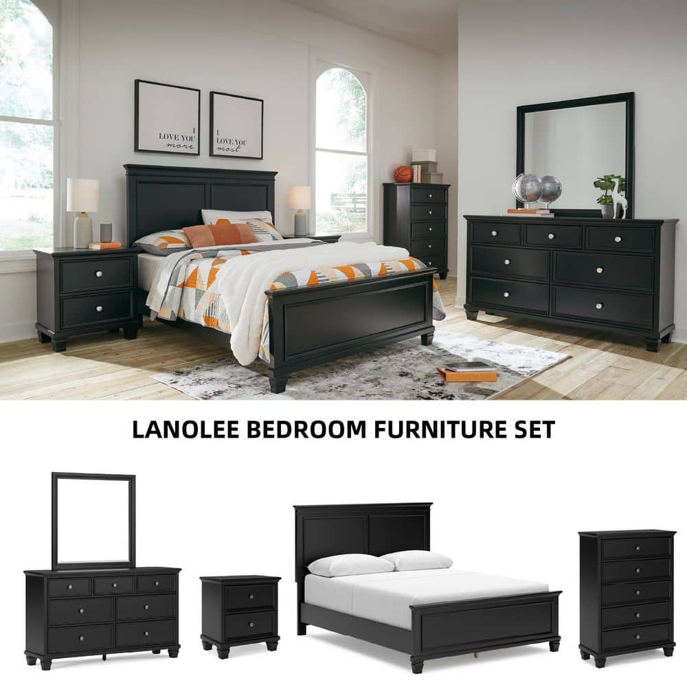 Black Hardwood 2-Drawer Nightstand with Satin Nickel Knobs
