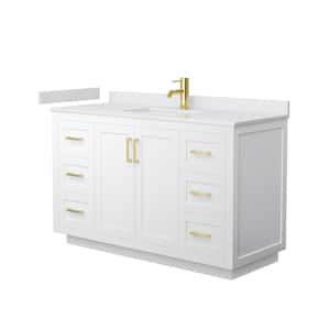Miranda 54 in. W x 22 in. D x 33.75 in. H Single Bath Vanity in White with White Cultured Marble Top