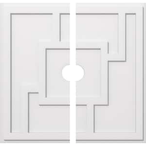 1 in. P X 11-3/4 in. C X 34 in. OD X 4 in. ID Knox Architectural Grade PVC Contemporary Ceiling Medallion, Two Piece