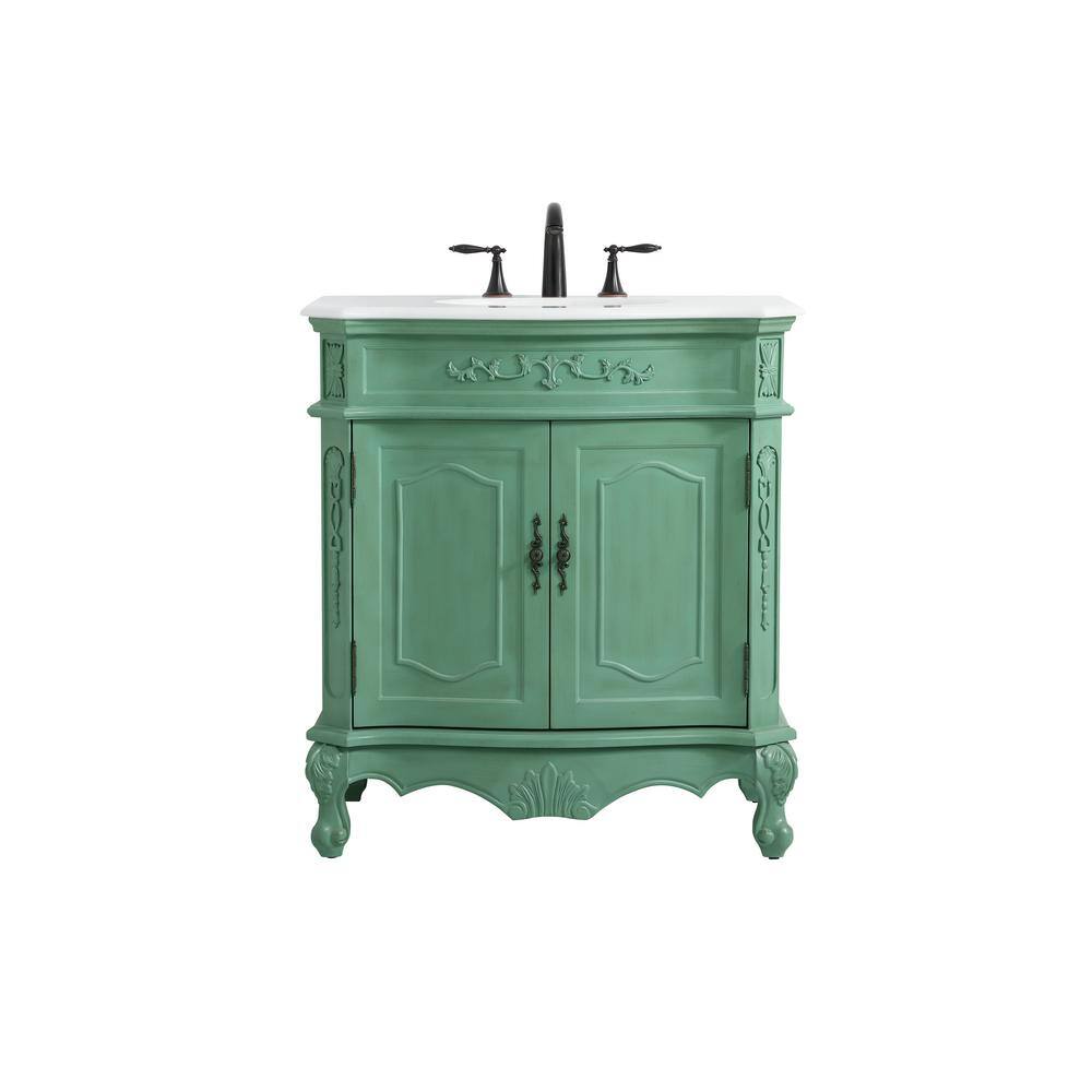 Simply Living 32 in. W x 21 in. D x 36 in. H Bath Vanity in Vintage Mint wi