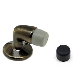 Mini Solid Brass Floor Mounted Gooseneck Door Stop in Antique Brass