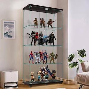 64.5 in. H Brown Display Cabinet With Tempered Glass Doors with 4 Shelves