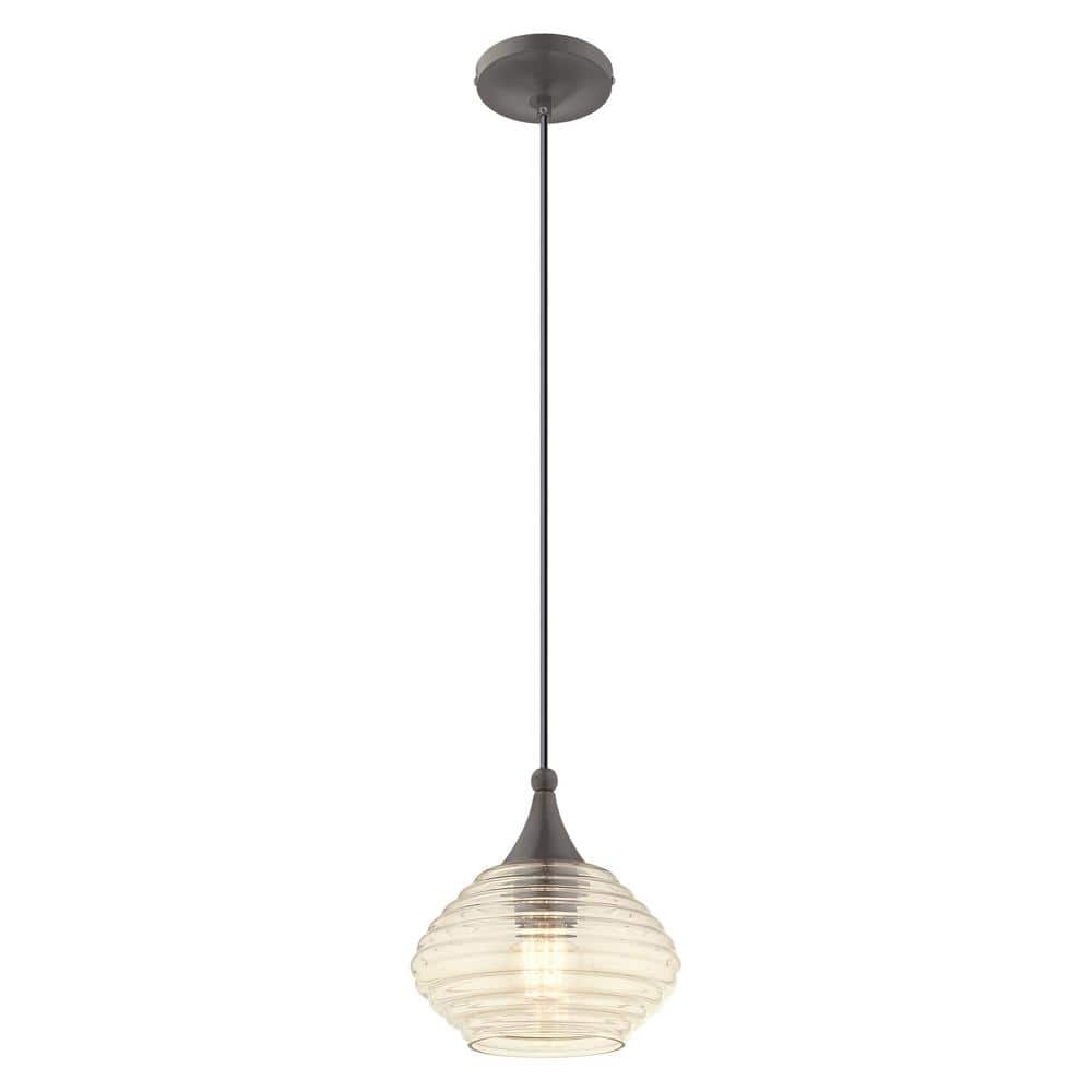 English Bronze Mini Pendant with Champagne Glass Shade