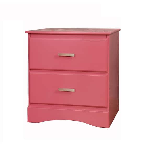 Prismo Transitional Style 2-Drawers Pink Nightstand