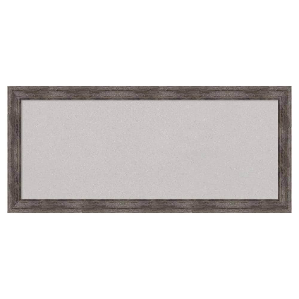 Amanti Art Pinstripe Lead Grey Wood Framed Grey Corkboard 33 in. x 15 ...