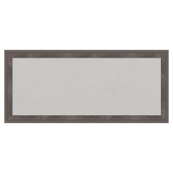 Amanti Art Pinstripe Lead Grey Wood Framed Grey Corkboard 33 in. x 15 in. Bulletin Board Memo Board