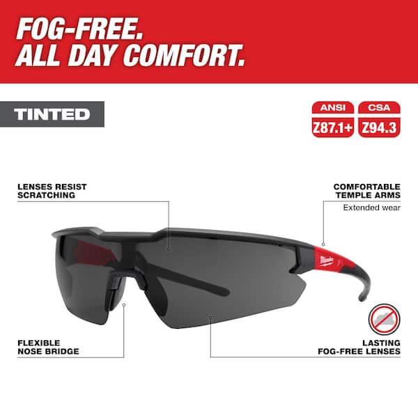 Safety Glasses with Tinted Fog-Free Lenses (6-Pack)
