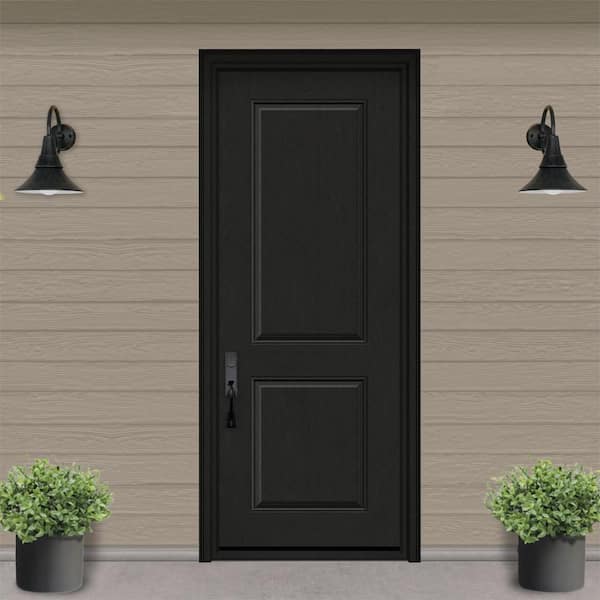 Regency 36 in. x 96 in. 2P Squaretop RHIS Onyx Stain Fiberglass Prehung Front Door with 4-9/16 Jamb