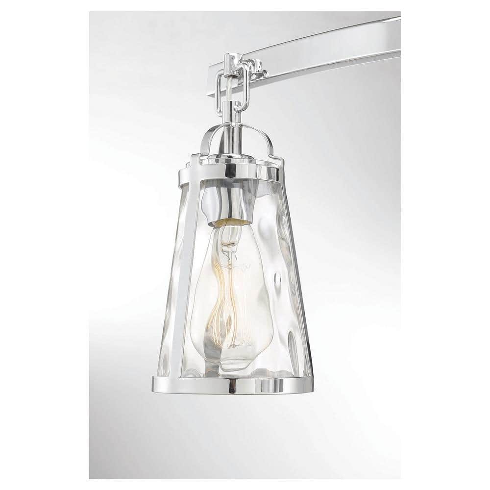 Albany Polished Chrome 3-Light Vanity with Water Glass Shades