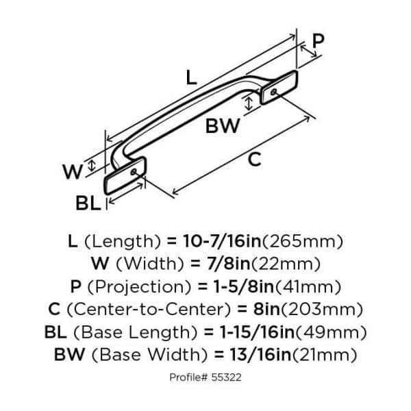 Highland Ridge 8" Polished Nickel Appliance Pull with Mounting Hardware