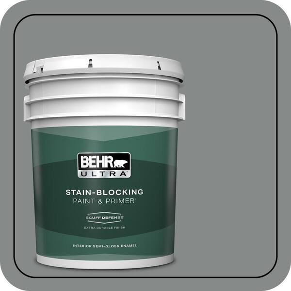 BEHR ULTRA 5 gal. #N460-5 Slate Rock Extra Durable Semi-Gloss Enamel Interior Paint & Primer