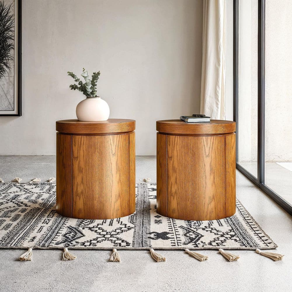 Walker Edison Furniture Company Maya 18 in. Medium Brown Oak Modern ...