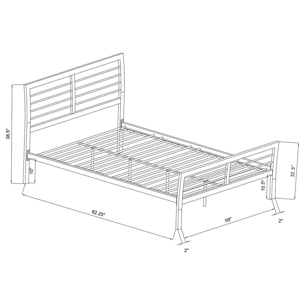 Silver Queen Platform Bed with Metal Headboard and Slats