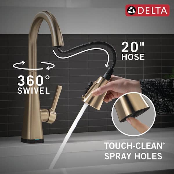 Delta Lenta Gold Touch/Touchless Champagne Bronze 16.75 in. H Pull