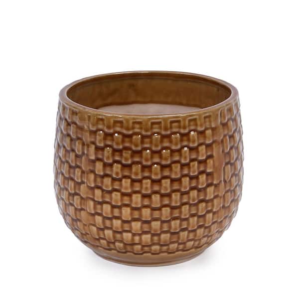 (Set of 3) Modern Dark Brown Ceramic Planter for Patio, Garden, Windowsill